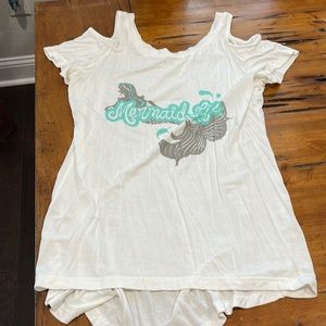 Mermaid life, cold, shoulder cream, color, T-shirt, size large